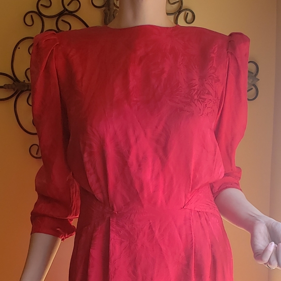 Argenti Vintage Red Silk Dress, Sz 12 - Picture 1 of 12